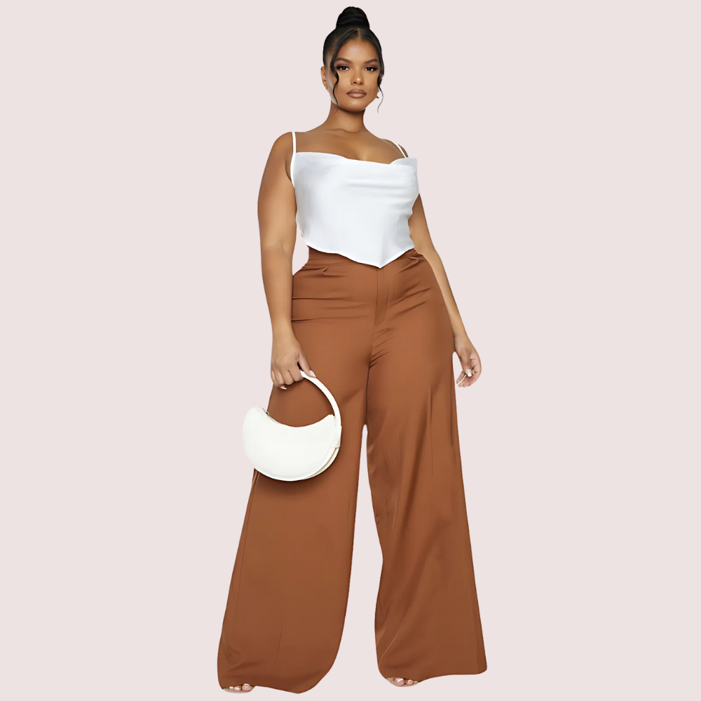 Plus Size White Satin Cropped Cowl Neck Cami Top Snazzyway